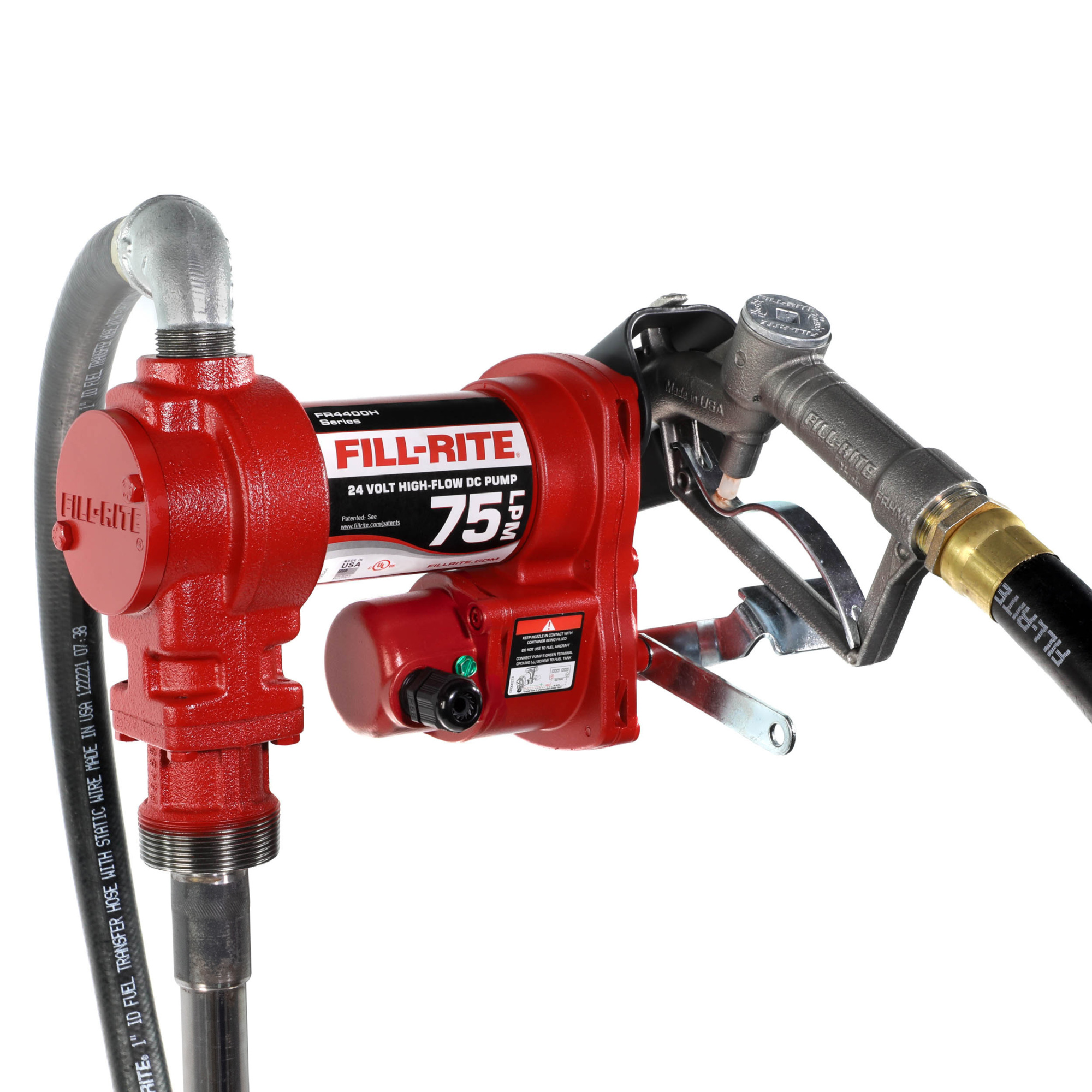 Fill-Rite Fuel Transfer Pump - 24V DC, 20 GPM, 75 LPM, Cast Iron, Manual Nozzle, Model# FR4410H